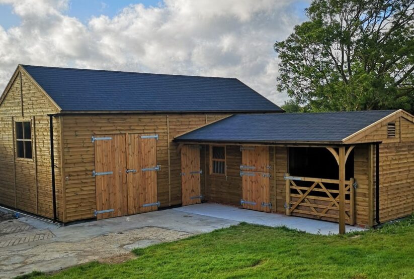 Bespoke Stable and Barn with Felt Shingles-side