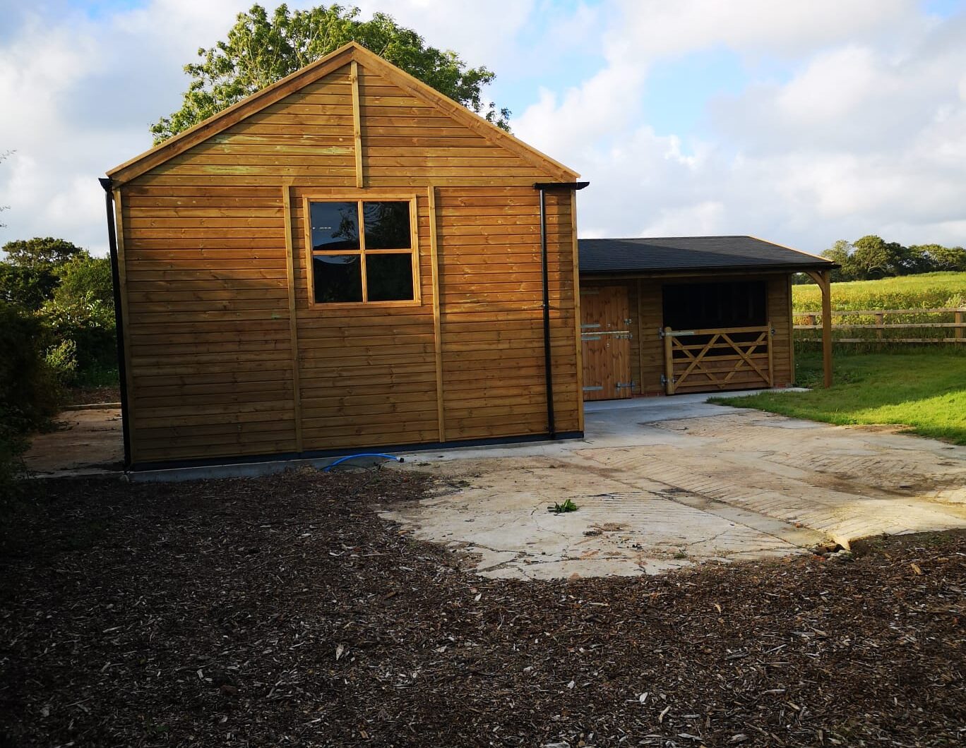 Large 4 pane hopper window on barn