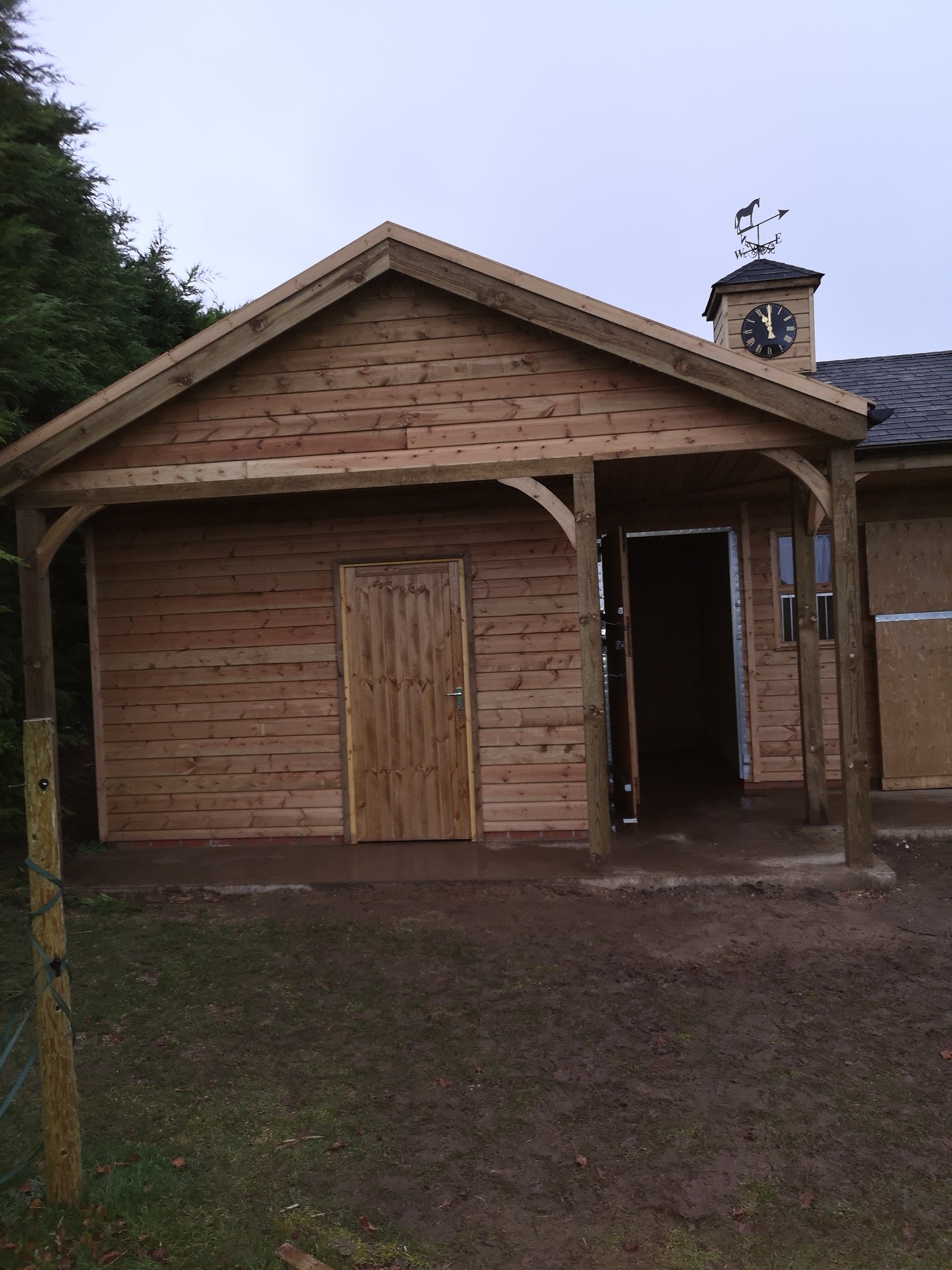 Front of Compact L-Shape Stable Block with Clocktower