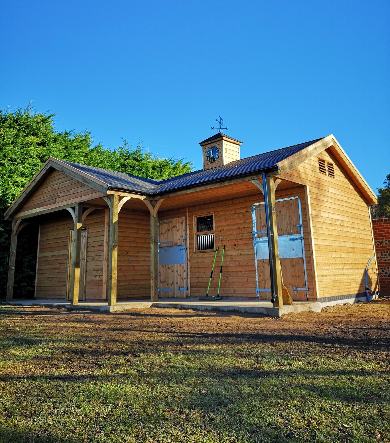 Compact L-Shape Stable Block with Clocktower