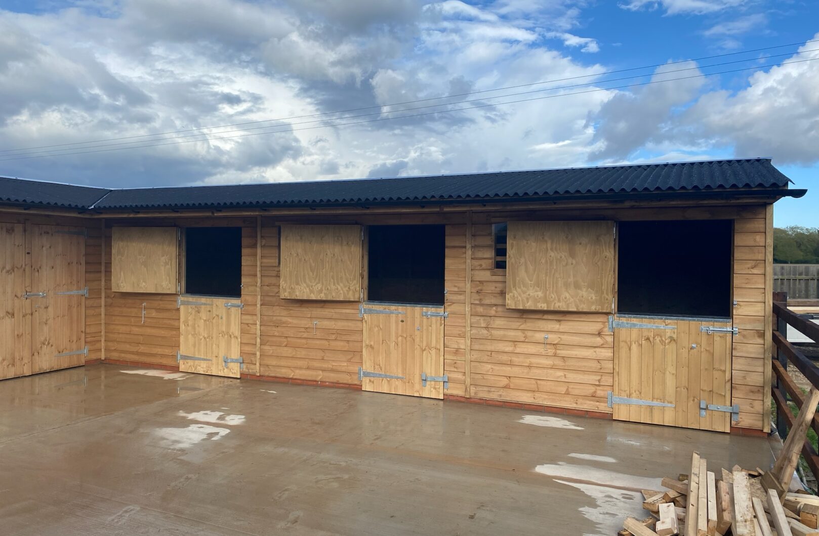 x3 stables with top doors open