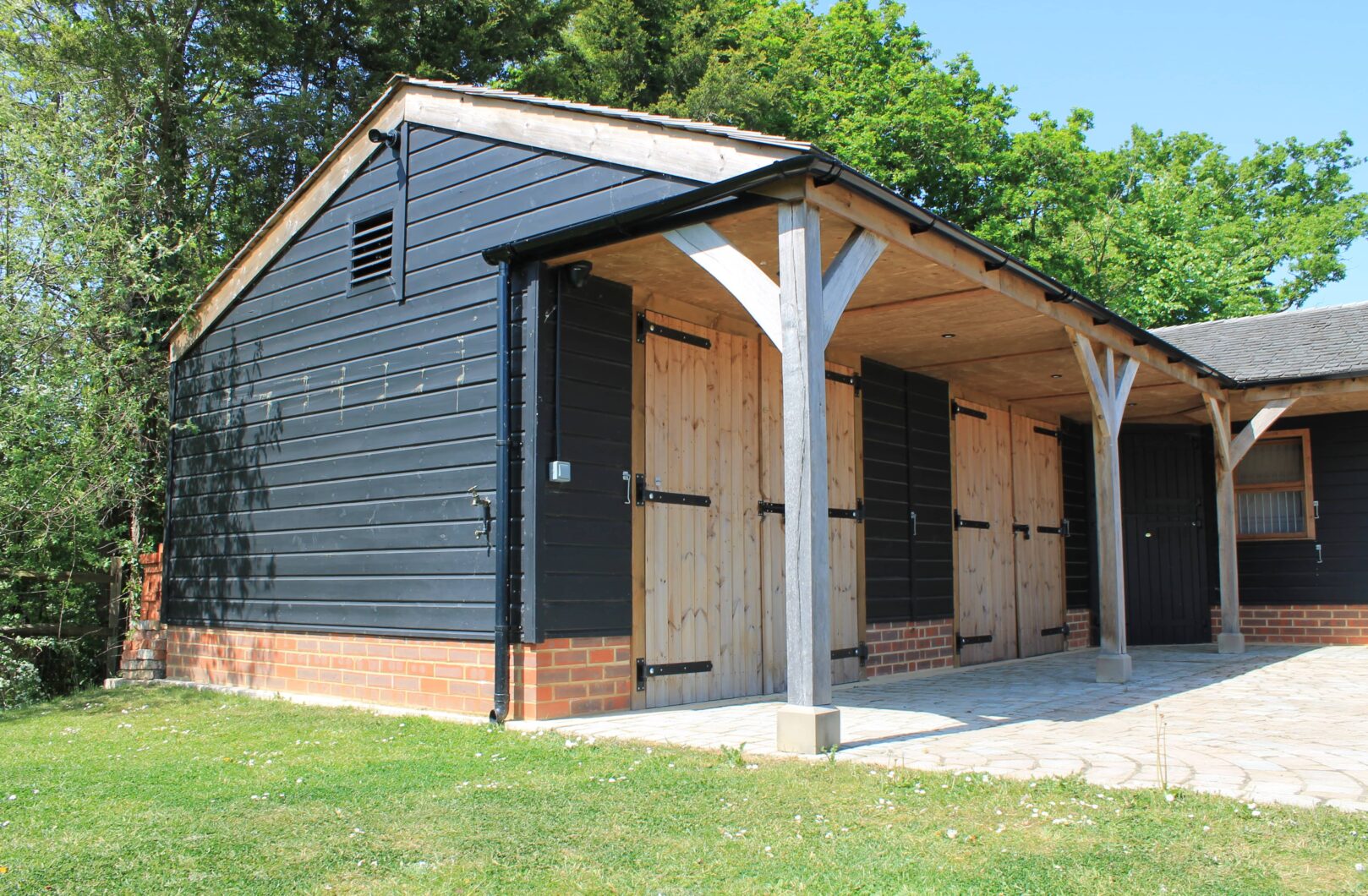 Low view of stable block barn doors