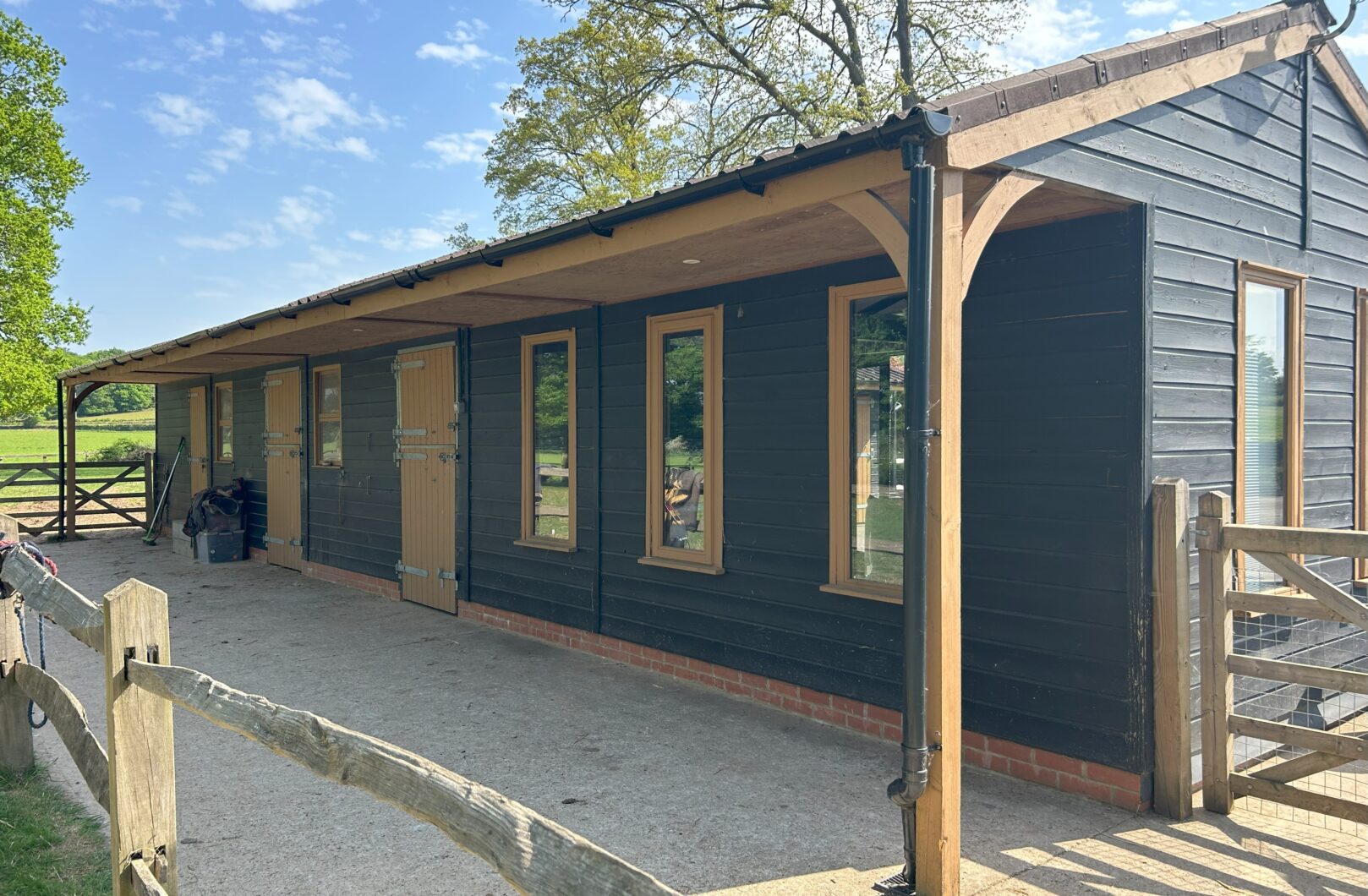 Long shot of stable and office