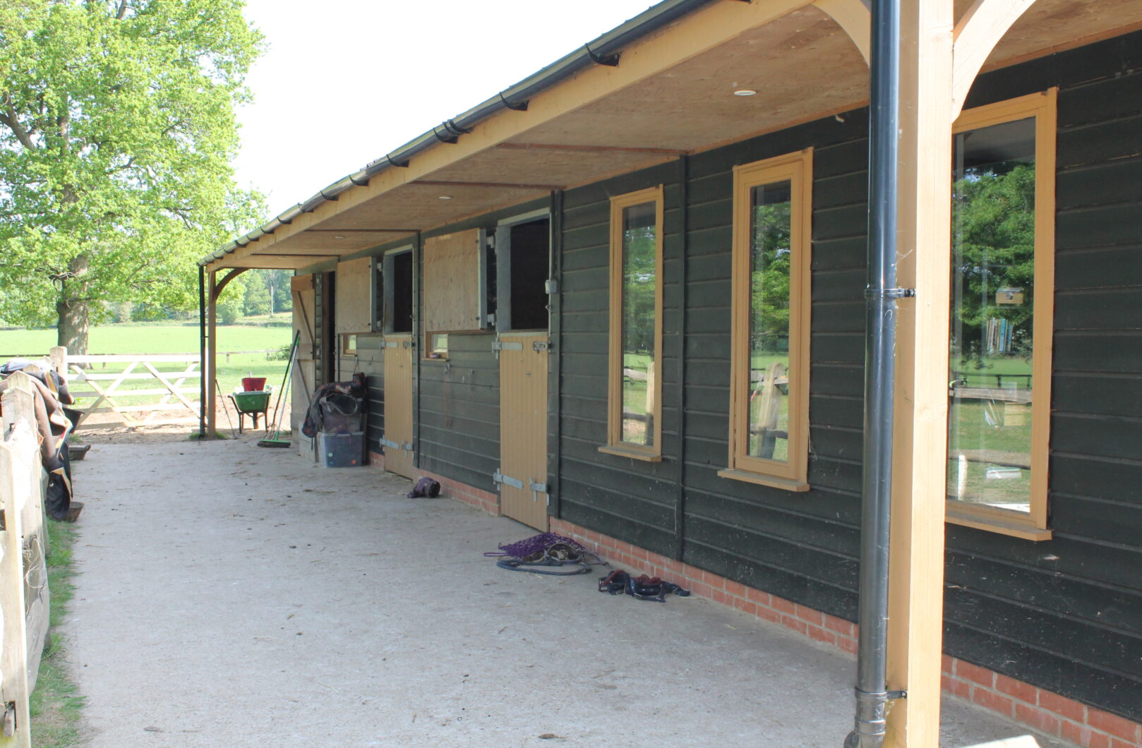 Long shot of office and stables