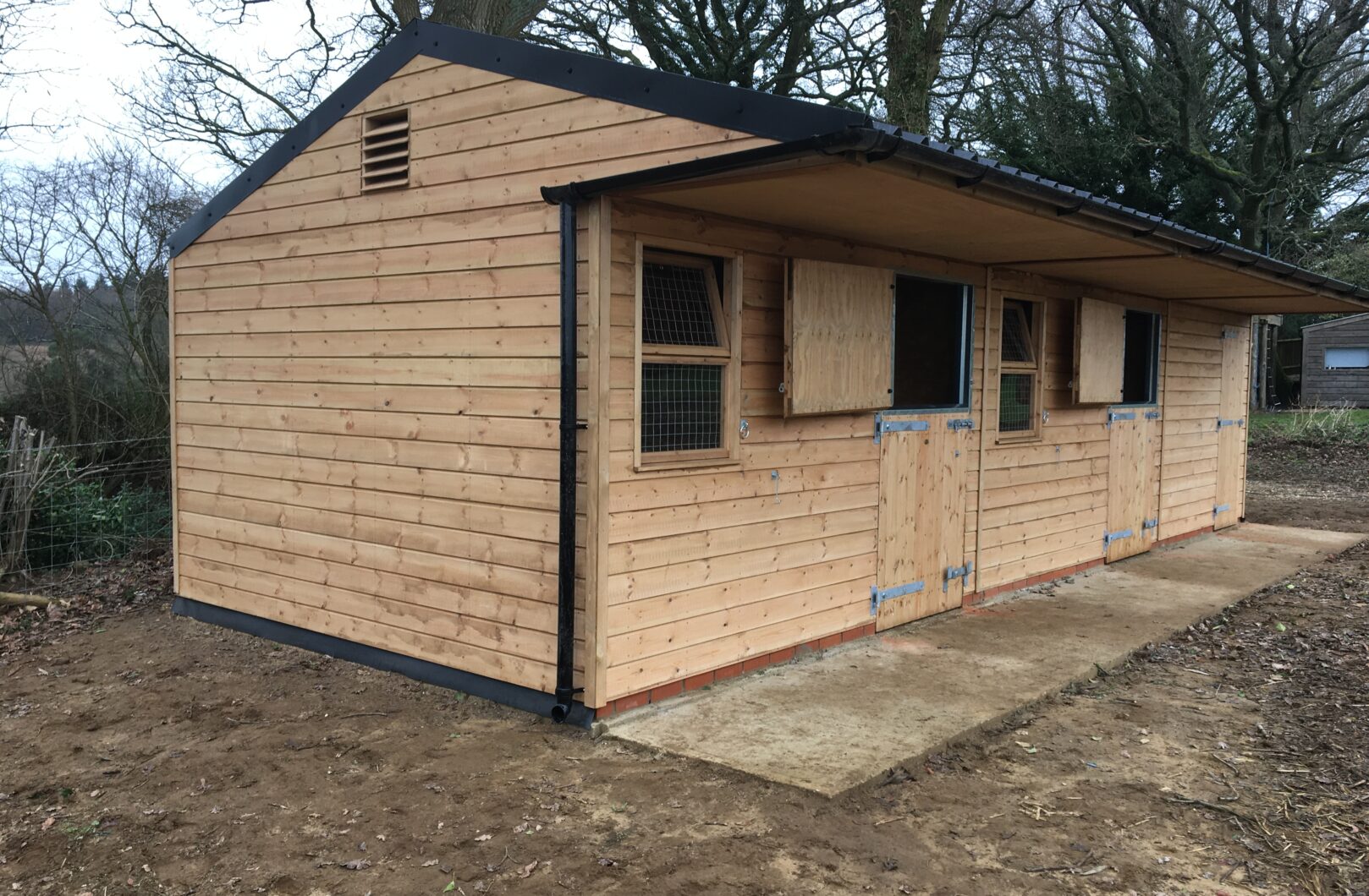 Stable Block with Metal Box Profile side top doors open