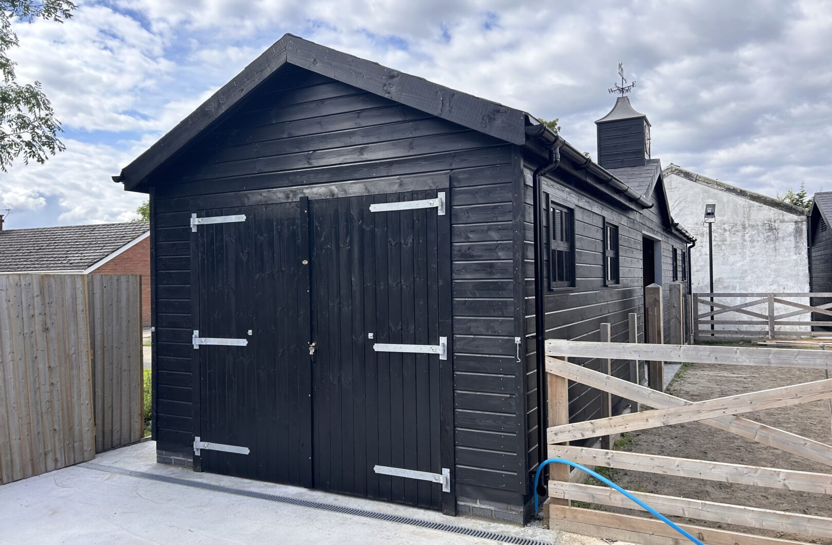 Stable block with barn doors and clocktower