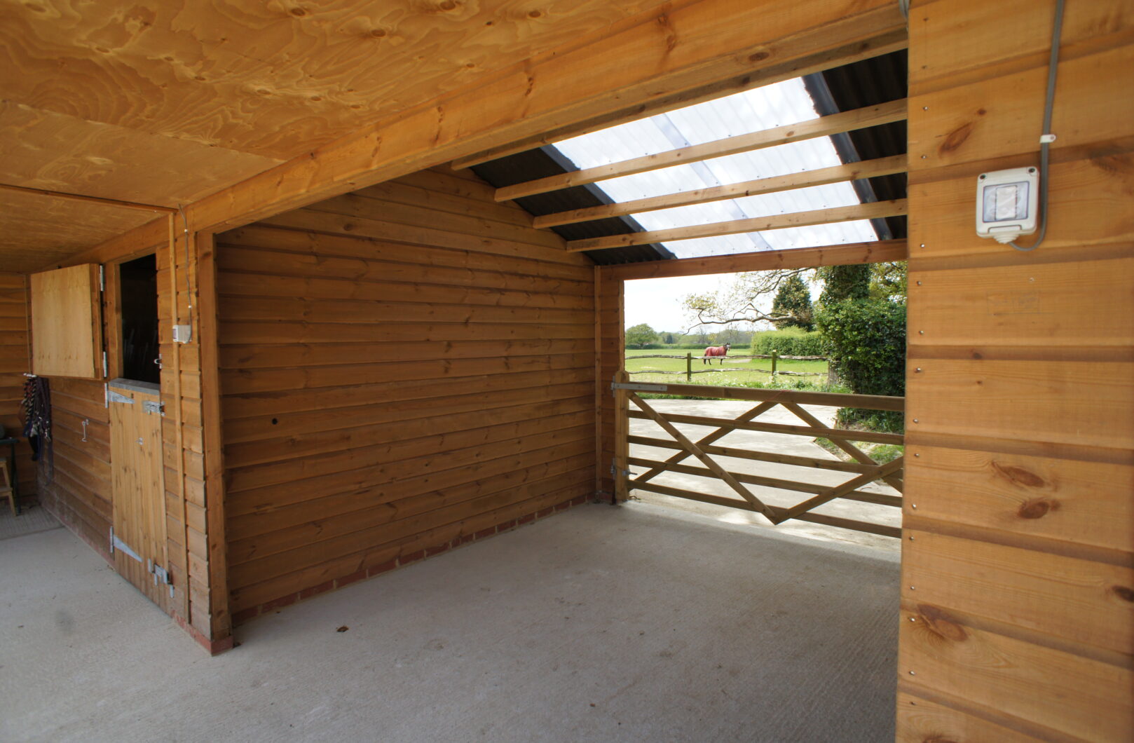 Covered walkway with gate
