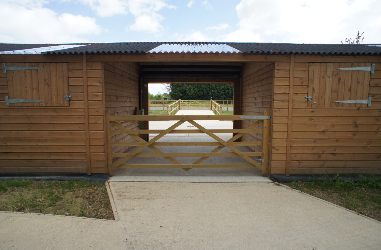Covered walkway with gate