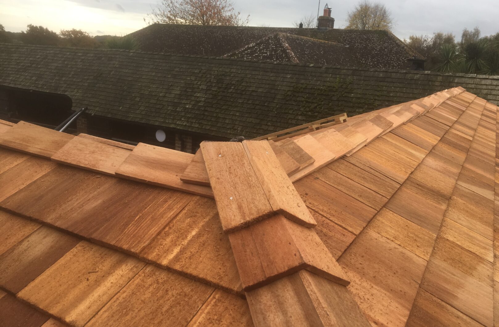 Cedar shingle roofing