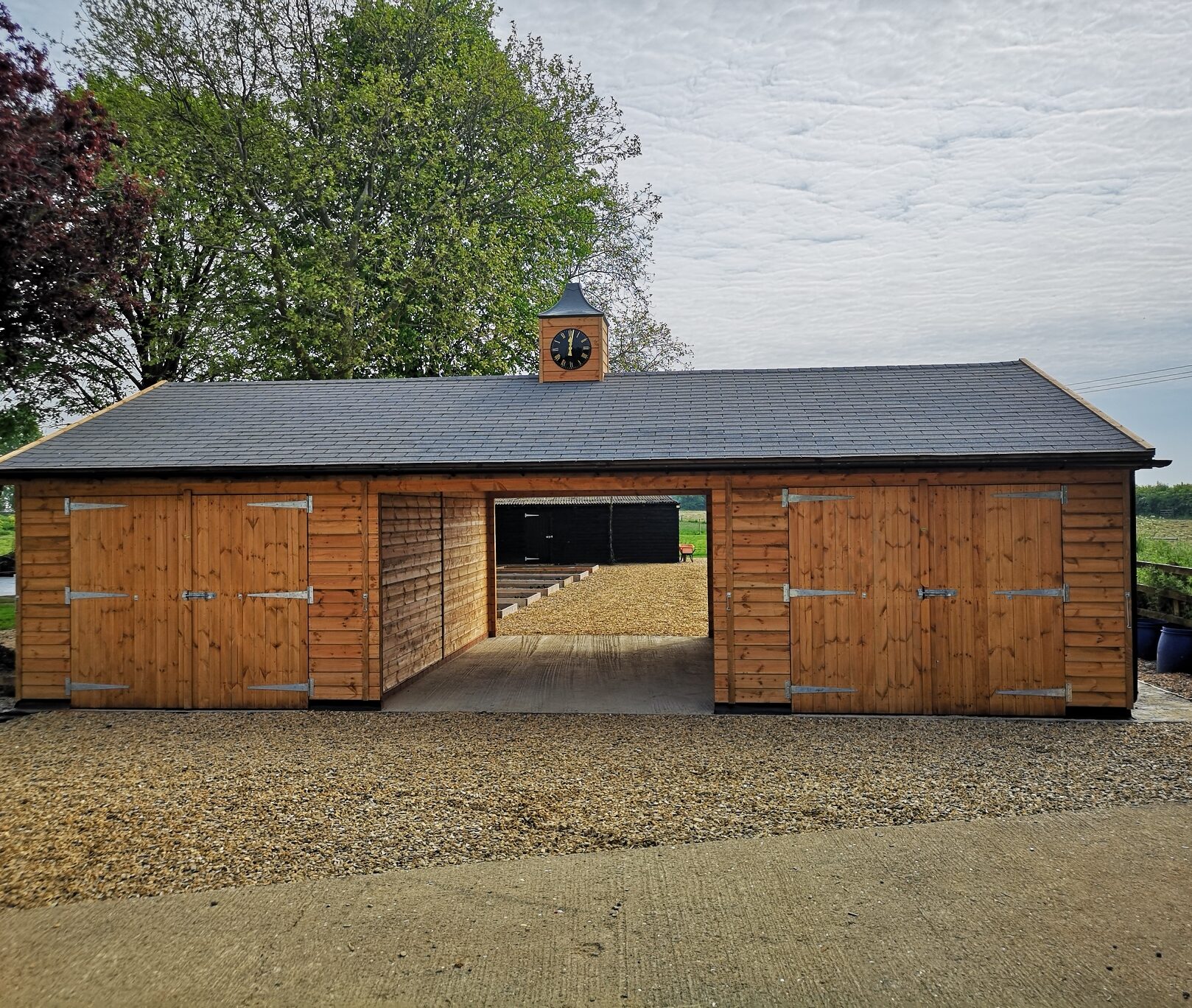 Double Garage with Clocktower and Felt Shingles