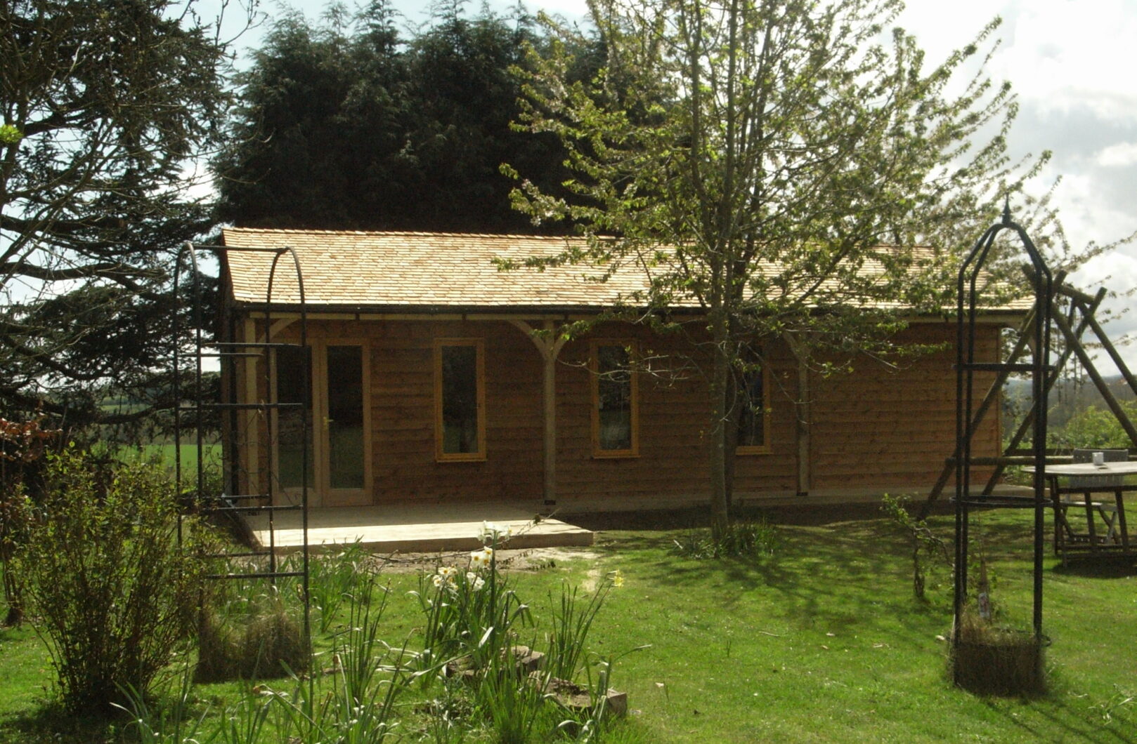 Garden Office with Decking and Cedar Shingles