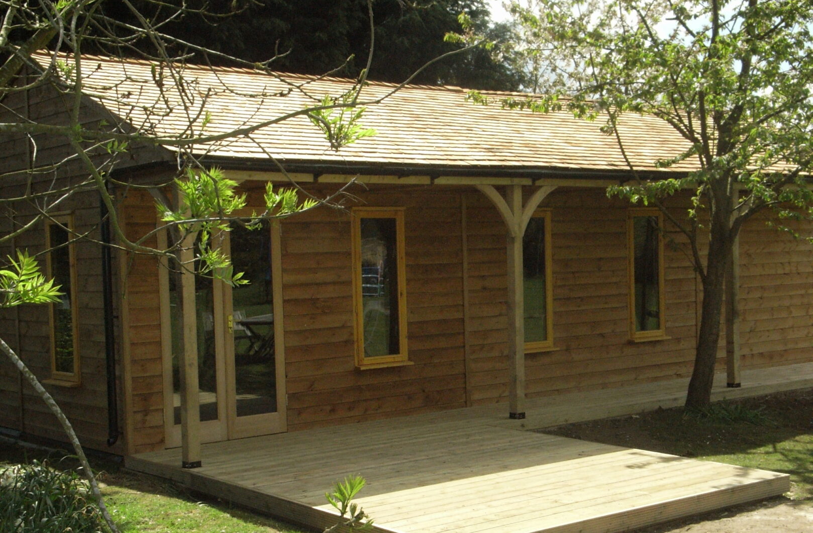 Garden Office with Decking and Cedar Shingles