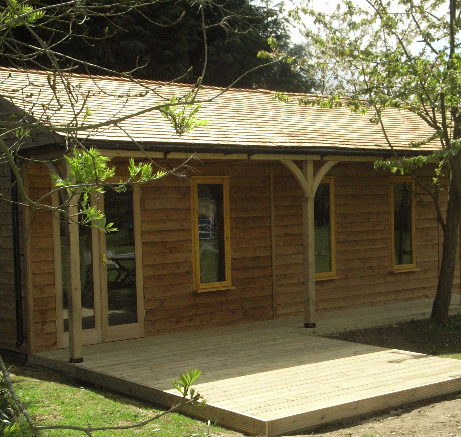 Garden Office with Decking and Cedar Shingles
