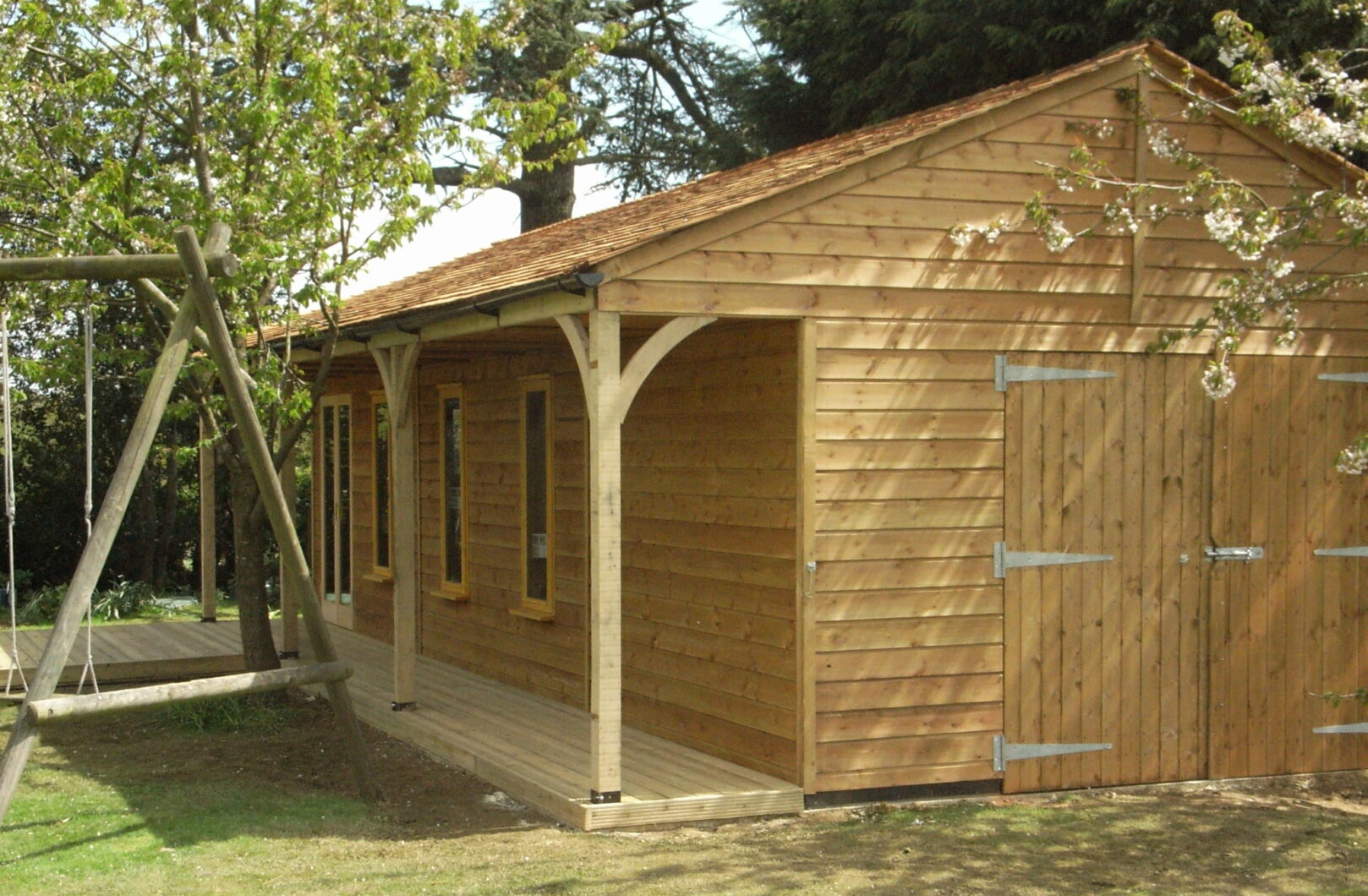Garden Office with Decking and Cedar Shingles