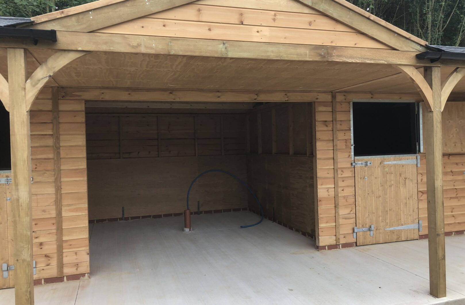 Pediment on open shelter area