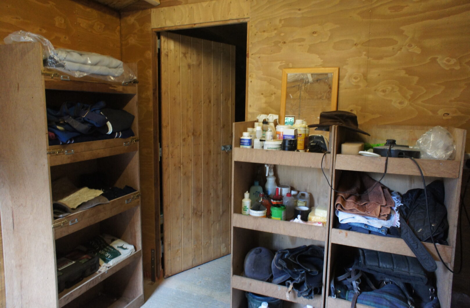 Tack internal with shelves