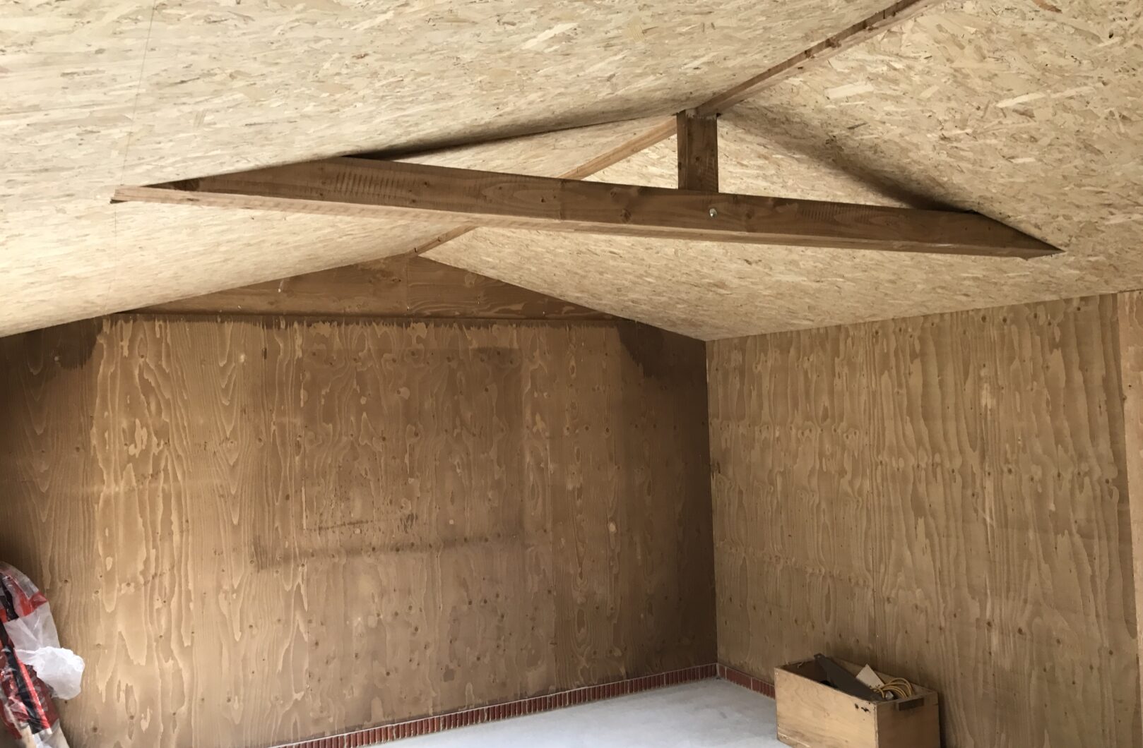 Internal fully lined and boarded roof