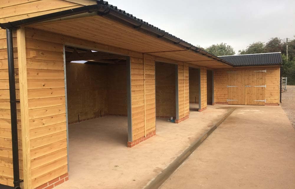 Two Double Static Field Shelters & Corner Barn