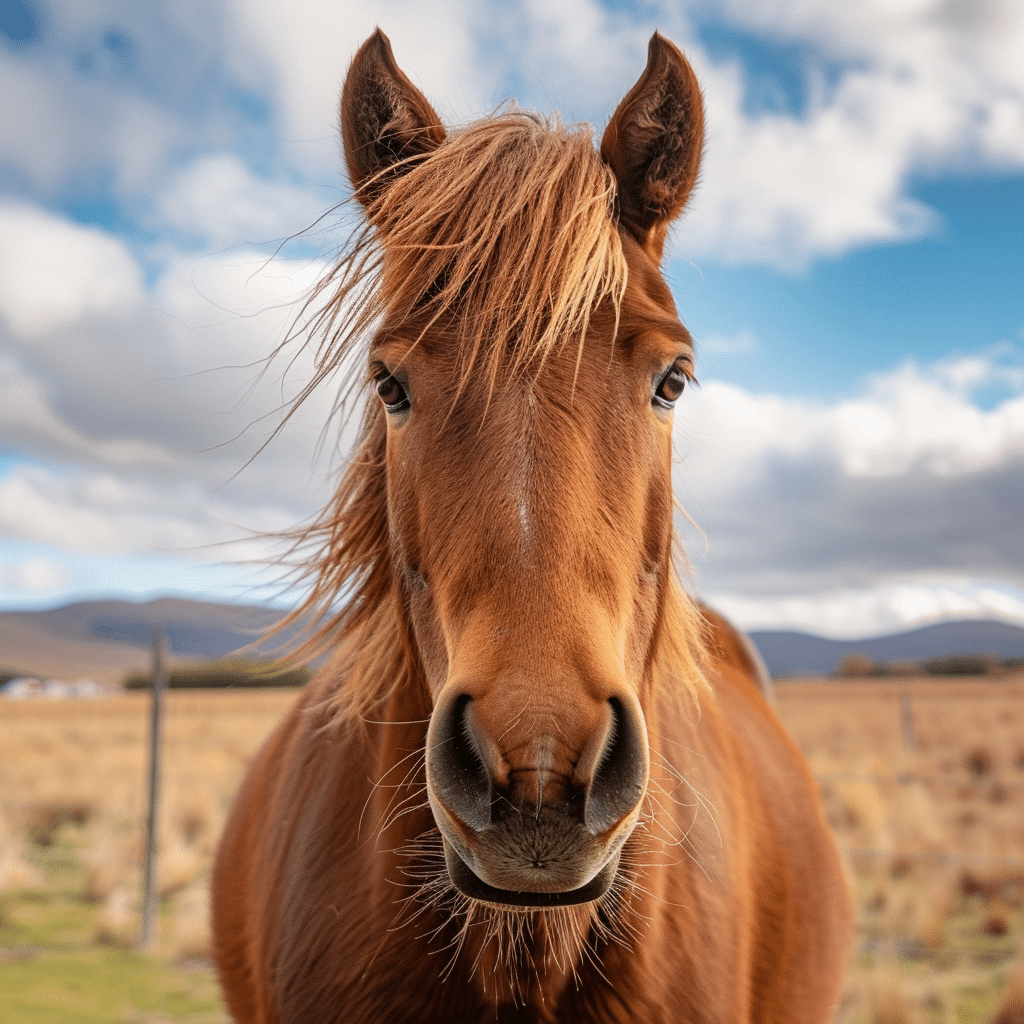 Horse's Ears Pricked: A sign of alertness, showing interest or curiosity in something nearby.