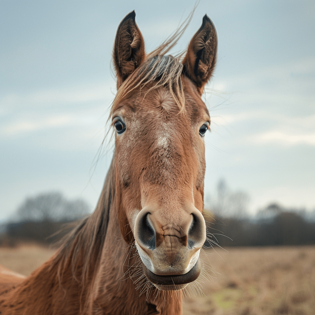 Horse with lower lip drooping